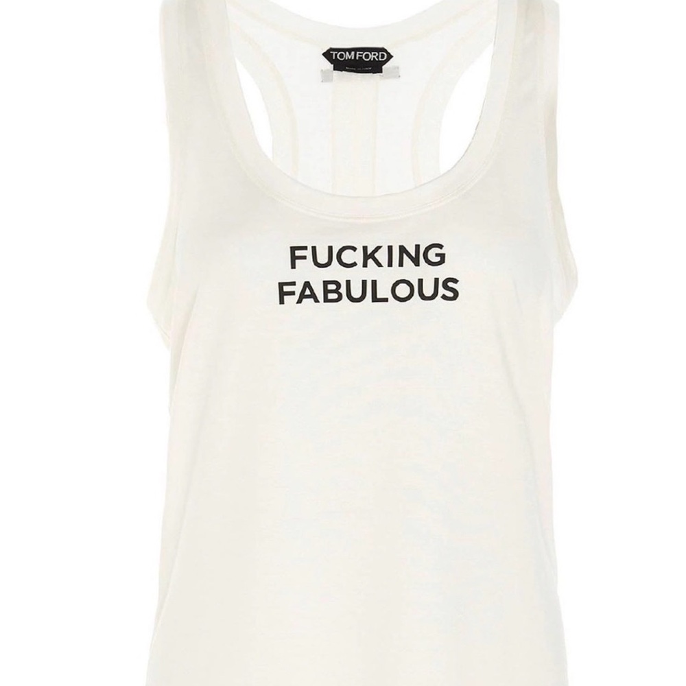 NWT Tom Ford White 'Fucking Fabulous' Racerback Tank Top